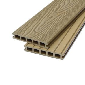 Stylish maple composite decking boards adding warmth and beauty to an outdoor space.